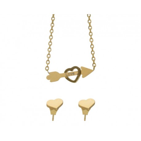 Juego de Aretes y Collar de Acero Inoxidable Thinner-TodoenunLugar-sku: 836125