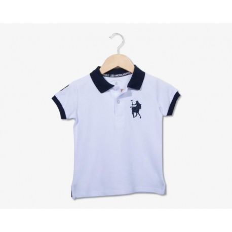 Playera tipo Polo Blanca marca American Polo para Bebé Niño-TodoenunLugar-sku: 587561