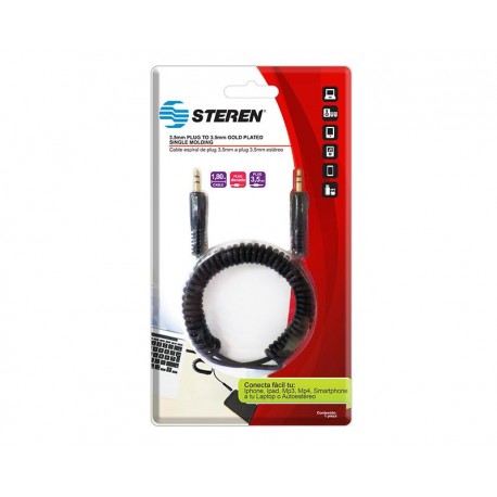 Cable Auxiliar Steren Tipo Espiral de Plug 3.5 mm-TodoenunLugar-sku: 216718