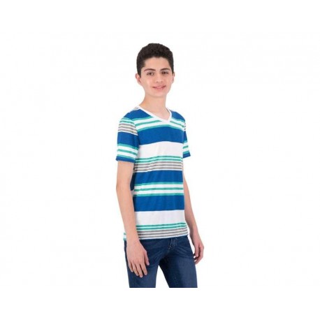 Playera Cuello V Azul marca Refill Juvenil-TodoenunLugar-sku: 267438