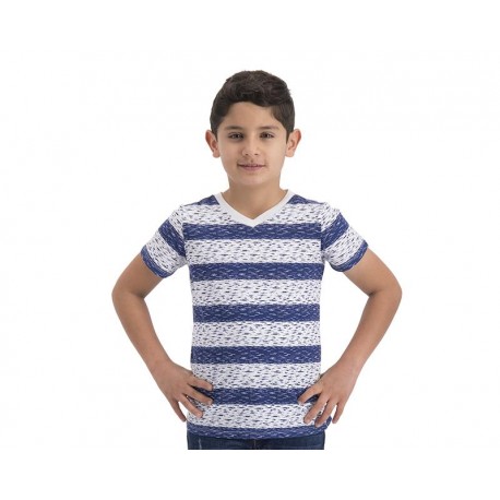 Playera Cuello V Azul marca Refill Juvenil-TodoenunLugar-sku: 260938