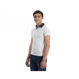 Playera tipo Polo Blanca marca Refill Juvenil-TodoenunLugar-sku: 270477