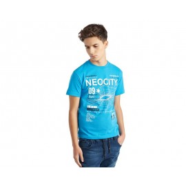 Playera Cuello Redondo Azul marca Neo*City Juvenil-TodoenunLugar-sku: 202747