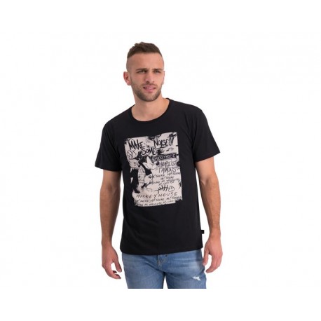 Playera Cuello Redondo Negra Marca Disney Thinner para Hombre-TodoenunLugar-sku: 110504