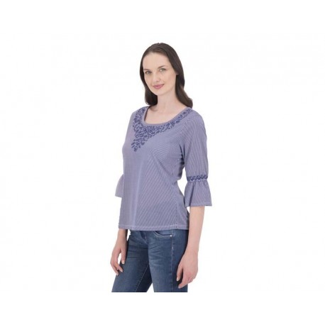 Blusa Azul Manga 3/4 marca Sahara Woman para Mujer-TodoenunLugar-sku: 322204