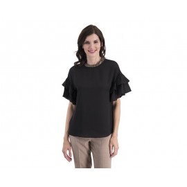 Blusa Negra Manga Corta marca Sahara Woman para Mujer-TodoenunLugar-sku: 330930