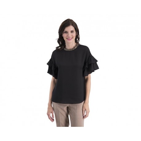 Blusa Negra Manga Corta marca Sahara Woman para Mujer-TodoenunLugar-sku: 330930