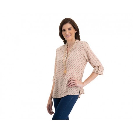 Blusa Café Manga 3/4 marca Paloma para Mujer-TodoenunLugar-sku: 331901