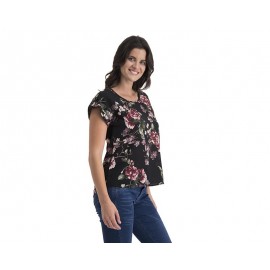 Blusa Negra con Estampado Floral Lady Sun-TodoenunLugar-sku: 322011