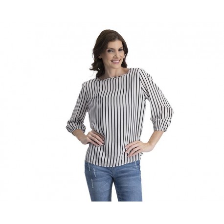 Blusa de Rayas Manga 3/4 marca Sahara Woman para Mujer-TodoenunLugar-sku: 304571