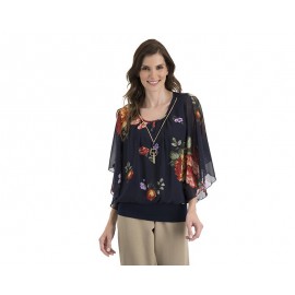 Blusa Azul Manga 3/4 marca Lady Sun para Mujer-TodoenunLugar-sku: 332595