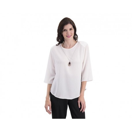 Blusa Blanca Manga 3/4 marca Sahara Woman para Mujer-TodoenunLugar-sku: 333446