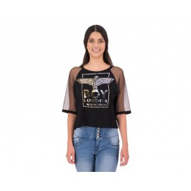 Playera Negra Manga 3/4 marca Boy London para Mujer-TodoenunLugar-sku: 332141