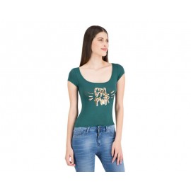 Playera Verde Manga Corta marca Thinner para Mujer-TodoenunLugar-sku: 335706