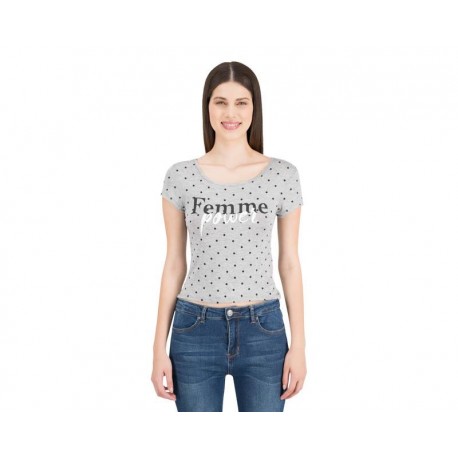 Playera Gris Manga Corta marca Up & Down para Mujer-TodoenunLugar-sku: 335701