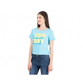 Playera Azul Manga Corta marca Up & Down para Mujer-TodoenunLugar-sku: 332345