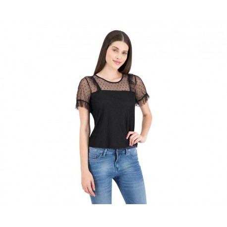 Blusa Negra Manga Corta marca 18 Forever para Mujer-TodoenunLugar-sku: 332280