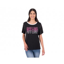 Playera Negra Manga Corta marca Thinner para Mujer-TodoenunLugar-sku: 332253