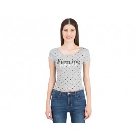 Playera Gris Manga Corta marca Up & Down para Mujer-TodoenunLugar-sku: 335701