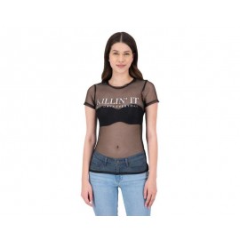 Blusa Negra Manga Corta marca Thinner para Mujer-TodoenunLugar-sku: 335686