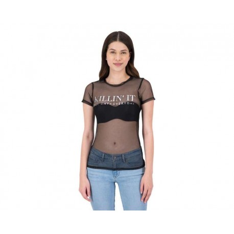 Blusa Negra Manga Corta marca Thinner para Mujer-TodoenunLugar-sku: 335686