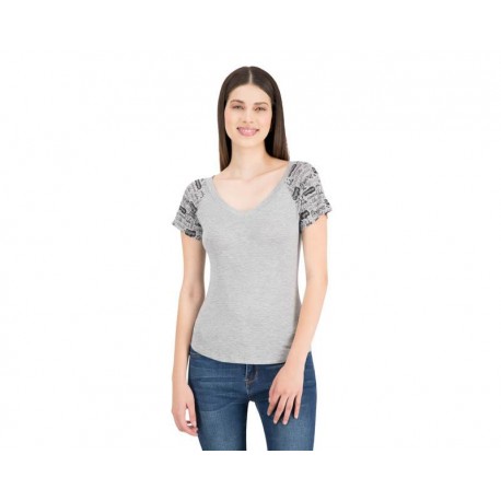 Playera Gris Manga Corta marca Up & Down para Mujer-TodoenunLugar-sku: 332356