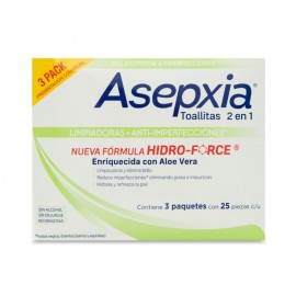 Set de 3 Paquetes de Toallitas Limpiadoras Asepxia 2 en 1 Hidro-Force-TodoenunLugar-sku: 716313