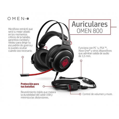 Audífonos Alámbricos Omen 800 by HP-TodoenunLugar-sku: 230682